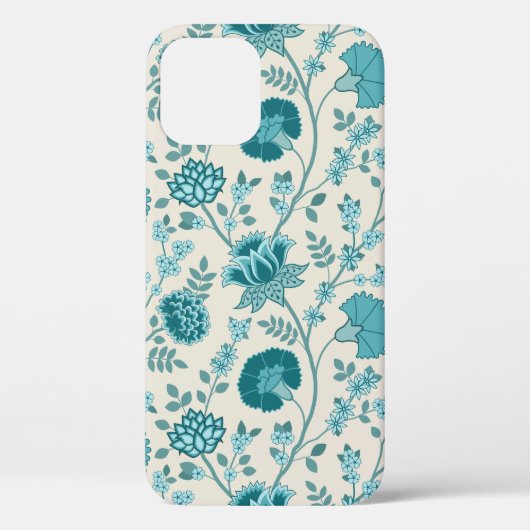 Jacobean Floral Big Pattern Teals op Cream Case-Mate iPhone Case (Achterkant)
