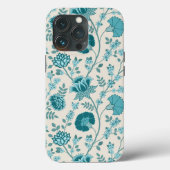 Jacobean Floral Big Pattern Teals op Cream Case-Mate iPhone Case (Achterkant)
