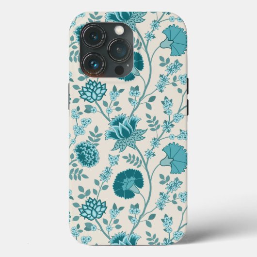 Jacobean Floral Big Pattern Teals op Cream Case-Mate iPhone Case (Achterkant)