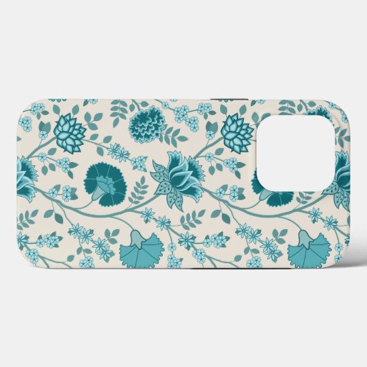 Jacobean Floral Big Pattern Teals op Cream Case-Mate iPhone Case (Achterkant (horizontaal))