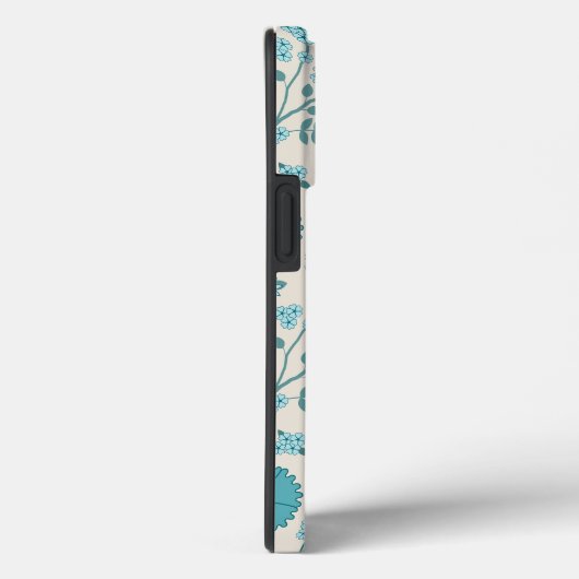 Jacobean Floral Big Pattern Teals op Cream Case-Mate iPhone Case (Achterkant / Rechts)