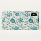 Jacobean Floral Big Pattern Teals op Cream Case-Mate iPhone Case (Achterkant (horizontaal))
