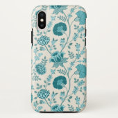 Jacobean Floral Big Pattern Teals op Cream Case-Mate iPhone Case (Achterkant)