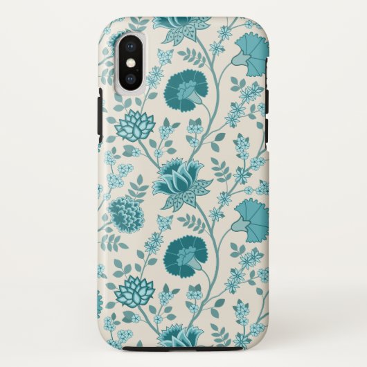Jacobean Floral Big Pattern Teals op Cream Case-Mate iPhone Case (Achterkant)