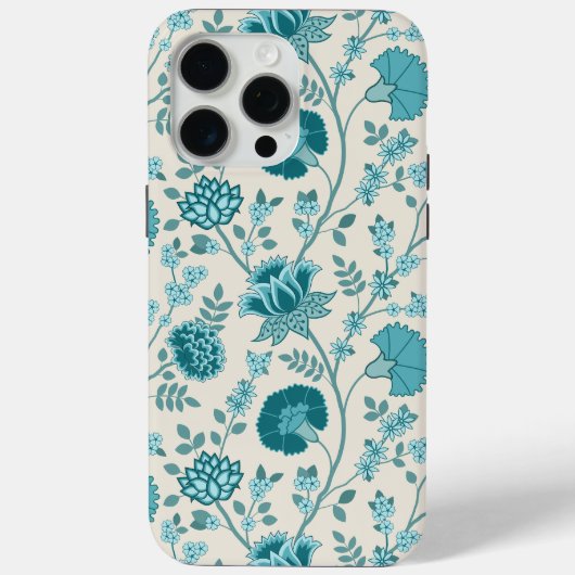 Jacobean Floral Big Pattern Teals op Cream Case-Mate iPhone Case (Achterkant)