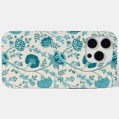 Jacobean Floral Big Pattern Teals op Cream Case-Mate iPhone Case (Achterkant (horizontaal))