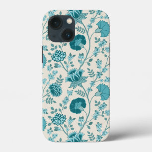 Jacobean Floral Big Pattern Teals op Cream Case-Mate iPhone Case