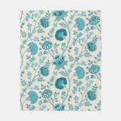 Jacobean Floral Big Pattern Teals op Cream Fleece Deken (Voorkant)