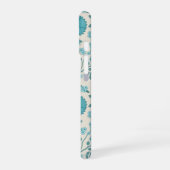 Jacobean Floral Big Pattern Teals op Cream iPhone 16 Hoesje (Linkerkant)