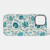 Jacobean Floral Big Pattern Teals op Cream iPhone Hoesje (Achterkant horizontaal)