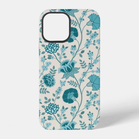 Jacobean Floral Big Pattern Teals op Cream iPhone Hoesje (Achterkant)
