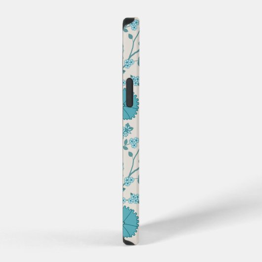 Jacobean Floral Big Pattern Teals op Cream iPhone Hoesje (Rechterkant)