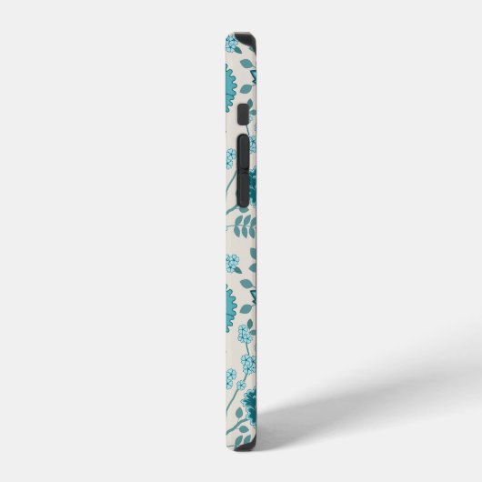 Jacobean Floral Big Pattern Teals op Cream iPhone Hoesje (Linkerkant)