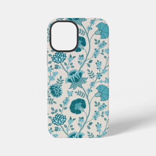 Jacobean Floral Big Pattern Teals op Cream iPhone Hoesje (Achterkant)