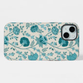 Jacobean Floral Big Pattern Teals op Cream iPhone Hoesje (Achterkant horizontaal)