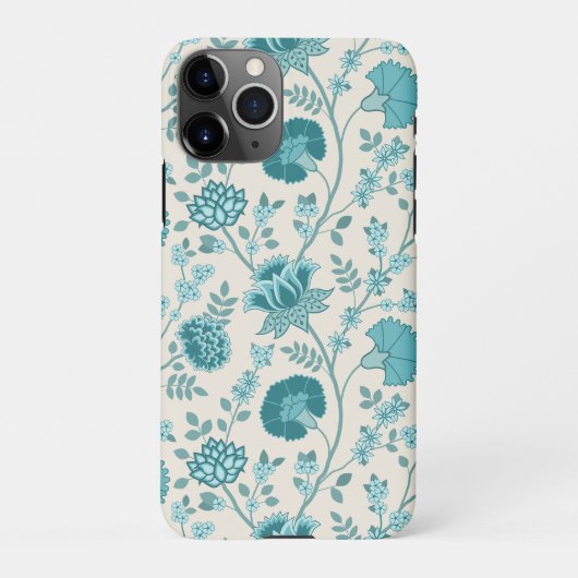Jacobean Floral Big Pattern Teals op Cream iPhone Hoesje (Achterkant)