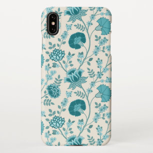 Jacobean Floral Big Pattern Teals op Cream iPhone XS Max Hoesje