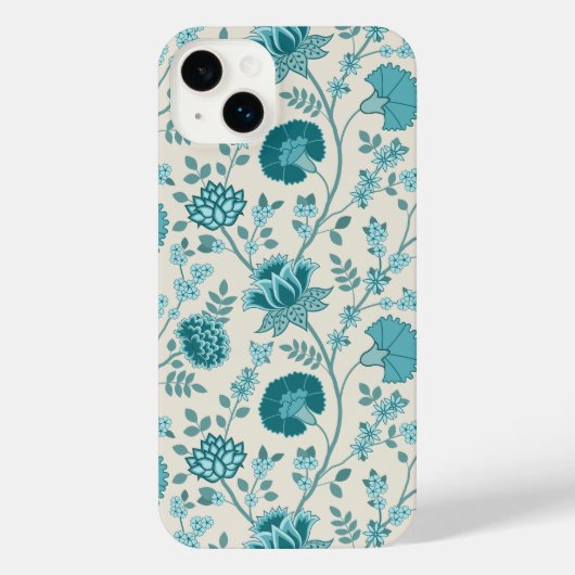 Jacobean Floral Big Pattern Teals op Cream iPhone Hoesje (Achterkant)