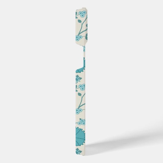 Jacobean Floral Big Pattern Teals op Cream iPhone Hoesje (Rechterkant)