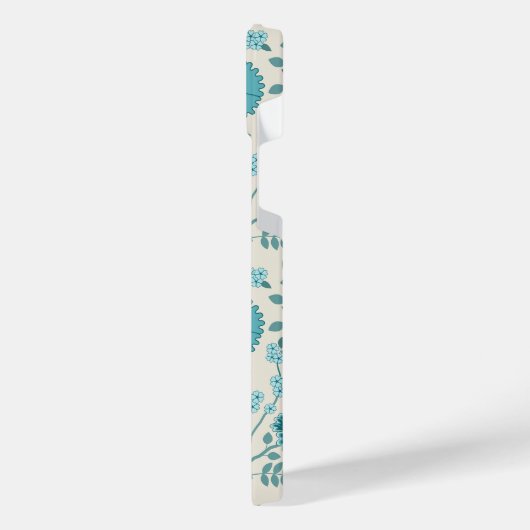 Jacobean Floral Big Pattern Teals op Cream iPhone Hoesje (Linkerkant)