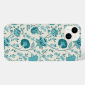 Jacobean Floral Big Pattern Teals op Cream iPhone Hoesje (Achterkant horizontaal)