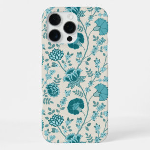 Jacobean Floral Big Pattern Teals op Cream iPhone 16 Pro Max Hoesje