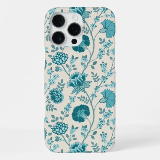 Jacobean Floral Big Pattern Teals op Cream iPhone Hoesje (Achterkant)