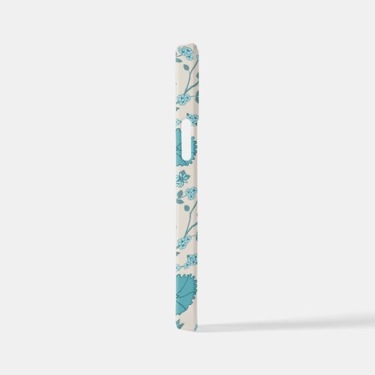 Jacobean Floral Big Pattern Teals op Cream iPhone Hoesje (Rechterkant)