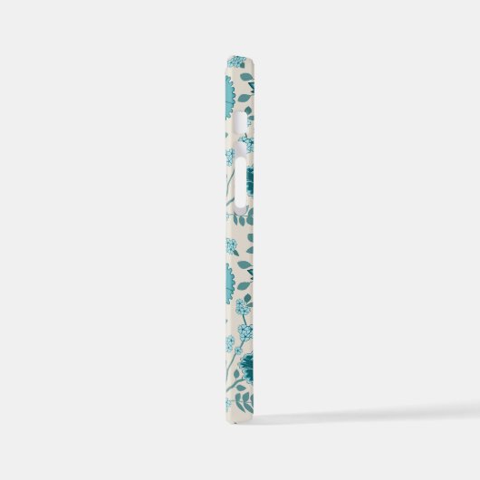 Jacobean Floral Big Pattern Teals op Cream iPhone Hoesje (Linkerkant)