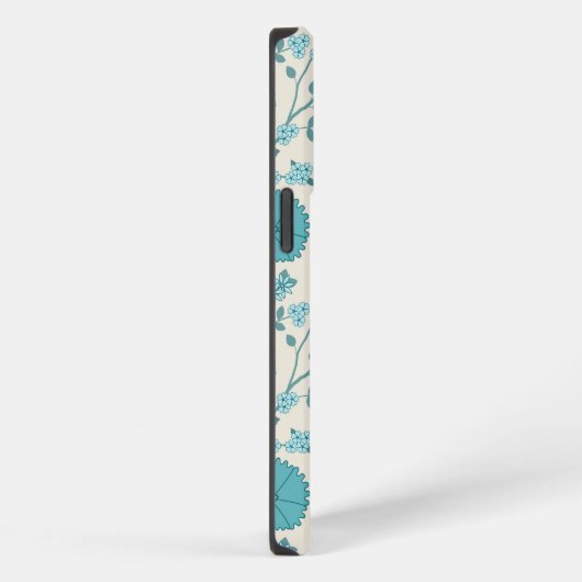 Jacobean Floral Big Pattern Teals op Cream iPhone Hoesje (Rechterkant)