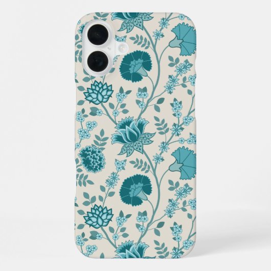 Jacobean Floral Big Pattern Teals op Cream iPhone Hoesje (Achterkant)