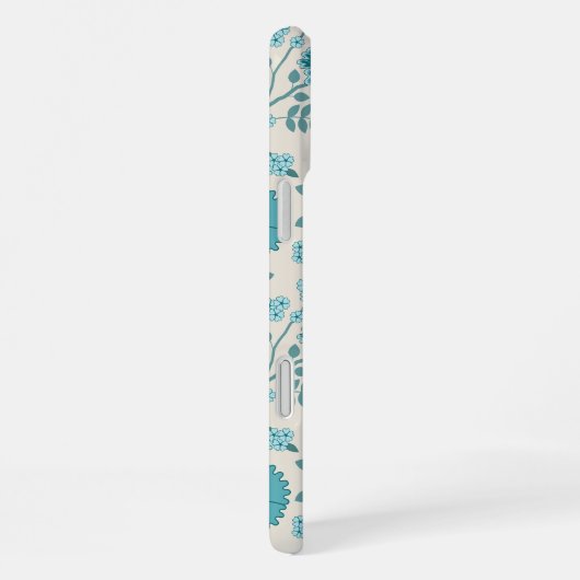 Jacobean Floral Big Pattern Teals op Cream iPhone Hoesje (Rechterkant)