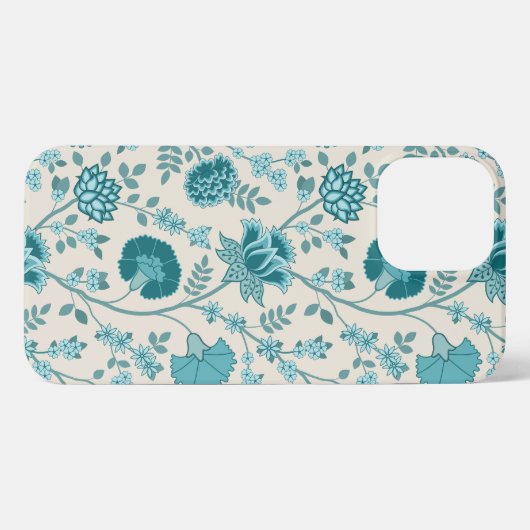 Jacobean Floral Big Pattern Teals op Cream iPhone Hoesje (Achterkant horizontaal)