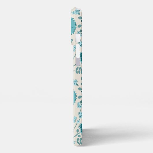 Jacobean Floral Big Pattern Teals op Cream iPhone Hoesje (Linkerkant)