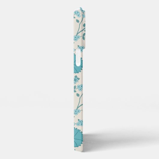 Jacobean Floral Big Pattern Teals op Cream iPhone Hoesje (Rechterkant)