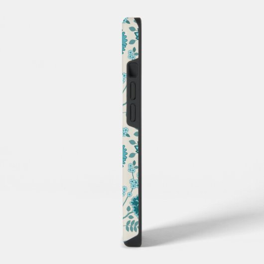 Jacobean Floral Big Pattern Teals op Cream iPhone Hoesje (Linkerkant)