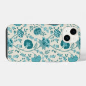 Jacobean Floral Big Pattern Teals op Cream iPhone Hoesje (Achterkant horizontaal)