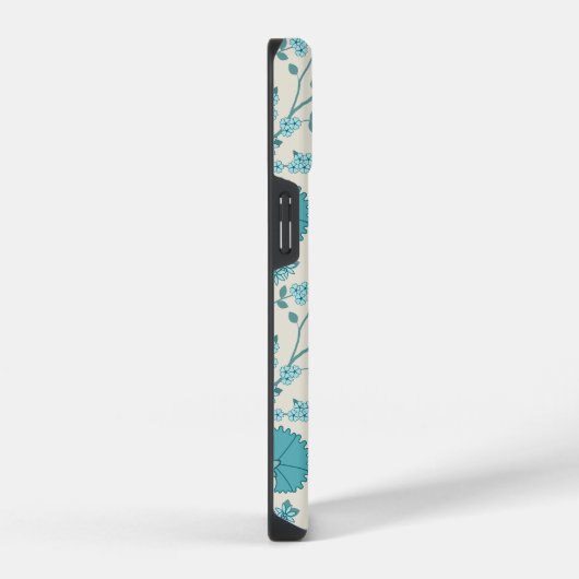Jacobean Floral Big Pattern Teals op Cream iPhone Hoesje (Rechterkant)