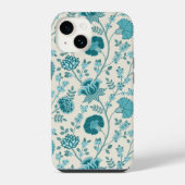 Jacobean Floral Big Pattern Teals op Cream iPhone Hoesje (Achterkant)