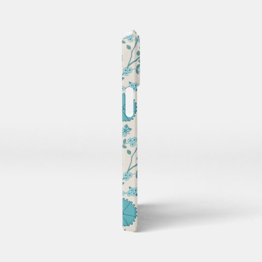 Jacobean Floral Big Pattern Teals op Cream iPhone Hoesje (Rechterkant)