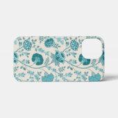 Jacobean Floral Big Pattern Teals op Cream iPhone Hoesje (Achterkant horizontaal)