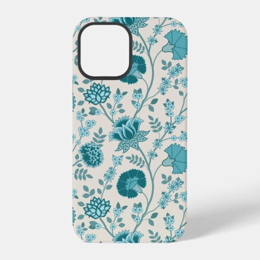 Jacobean Floral Big Pattern Teals op Cream iPhone Hoesje (Achterkant)
