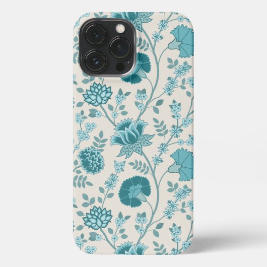 Jacobean Floral Big Pattern Teals op Cream iPhone Hoesje (Achterkant)