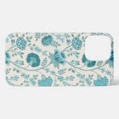 Jacobean Floral Big Pattern Teals op Cream iPhone Hoesje (Achterkant horizontaal)