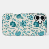 Jacobean Floral Big Pattern Teals op Cream iPhone Hoesje (Achterkant horizontaal)