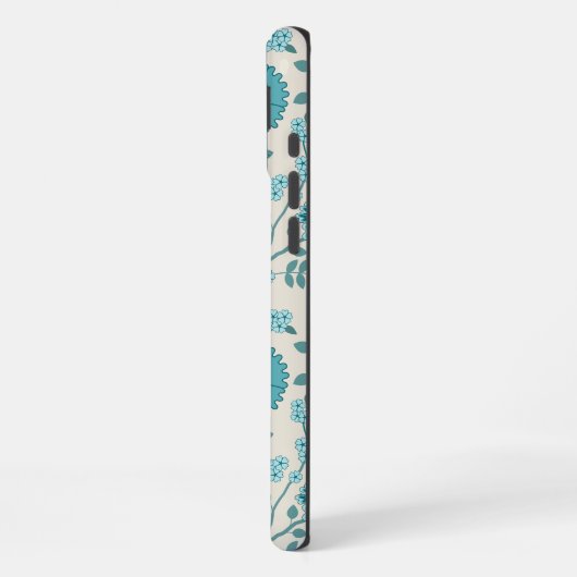 Jacobean Floral Big Pattern Teals op Cream iPhone Hoesje (Linkerkant)
