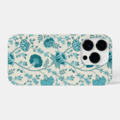 Jacobean Floral Big Pattern Teals op Cream iPhone Hoesje (Achterkant horizontaal)