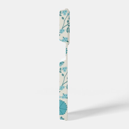 Jacobean Floral Big Pattern Teals op Cream iPhone Hoesje (Rechterkant)