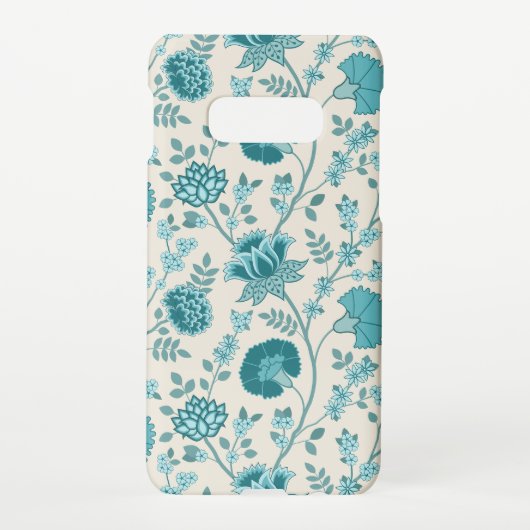 Jacobean Floral Big Pattern Teals op Cream Samsung Galaxy Hoesje (Achterkant)