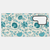Jacobean Floral Big Pattern Teals op Cream Samsung Galaxy Hoesje (Achterkant horizontaal)